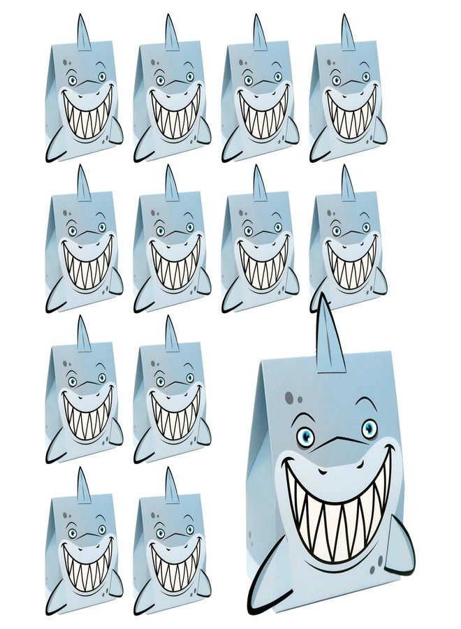 Tribello Jawsome Cardboard Shark Treat Boxes – 12 Pack | 4" x 5" x 2 1/4" | Ocean Theme Party Favor Boxes for Kids’ Birthdays, Baby Showers, and Beach Parties - Image 1